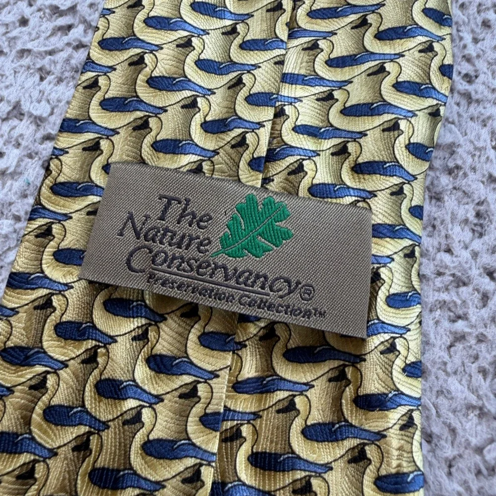 Vintage Mens Tie Lot The Nature Conservancy Silk Duck & Puritan Geometric Gold